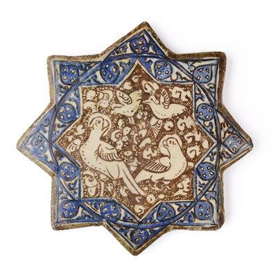 Lot 51 - A KASHAN LUSTRE STAR TILE, PERSIA, 14TH CENTURY
