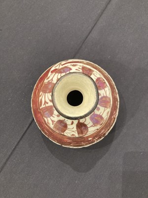 Lot 528 - A SAFAVID LUSTRE PAINTED POTTERY BOTTLE, PERSIA, 17TH CENTURY