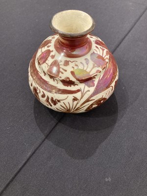 Lot 528 - A SAFAVID LUSTRE PAINTED POTTERY BOTTLE, PERSIA, 17TH CENTURY