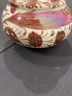 Lot 528 - A SAFAVID LUSTRE PAINTED POTTERY BOTTLE, PERSIA, 17TH CENTURY