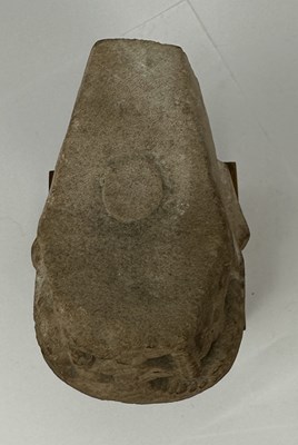 Lot 193 - A BUFF SANDSTONE HEAD OF A DEITY, CENTRAL INDIA, CIRCA 11TH CENTURY