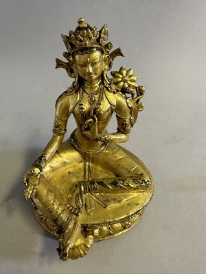 Lot 183 - A GILT-BRONZE FIGURE OF TARA, TIBET, 16TH CENTURY