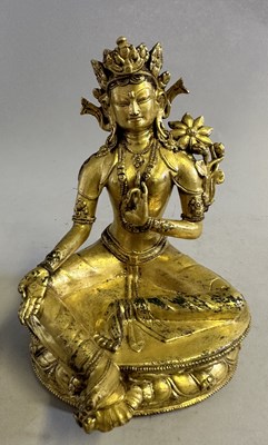 Lot 183 - A GILT-BRONZE FIGURE OF TARA, TIBET, 16TH CENTURY