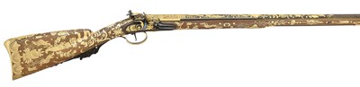 Lot 244 - AN EXCEPTIONAL, PROBABLY UNIQUE, FRENCH GOLD-MOUNTED FLINTLOCK DUCK GUN BY BOUTET A VERSAILLES, MARKED FOR JEAN MASSON, CIRCA 1805-09, FOR PRESENTATION TO A NORTH AFRICAN OR EASTERN RULER