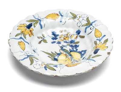 Lot 1 - A DUTCH DELFT LOBED DISH, CIRCA 1700