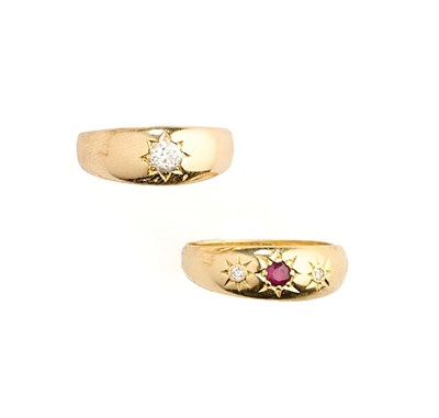 Lot 333 - TWO GOLD AND DIAMOND GYPSY RINGS