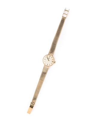 Lot 167 - OMEGA: A LADY'S GOLD BRACELET WATCH, CIRCA 1963