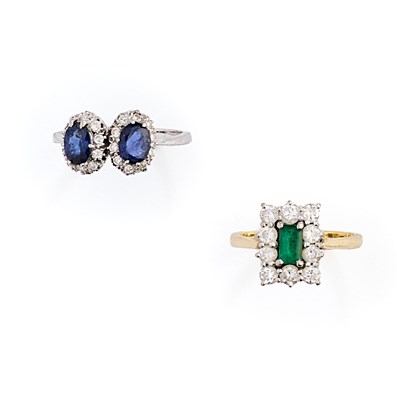 Lot 446 - TWO DIAMOND AND GEM-SET RINGS