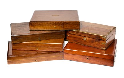 Lot 158 - SIX WOODEN CASES ADAPTED FOR TRAVELLING PISTOLS, 19TH CENTURY AND LATER