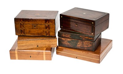 Lot 161 - SIX WOODEN CASES ADAPTED FOR TRAVELLING AND POCKET PISTOLS, 19TH CENTURY AND LATER