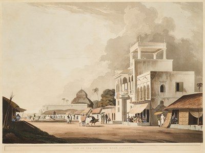 Lot 359 - THOMAS DANIELL  (BRITISH 1749-1840), VIEW ON THE CHITPORE ROAD, CALCUTTA