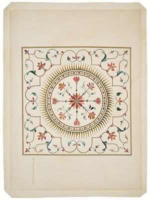 Lot 354 - A COMPANY SCHOOL PAINTING OF INLAY WORK IN THE TAJ MAHAL, AGRA, LATE 18TH CENTURY
