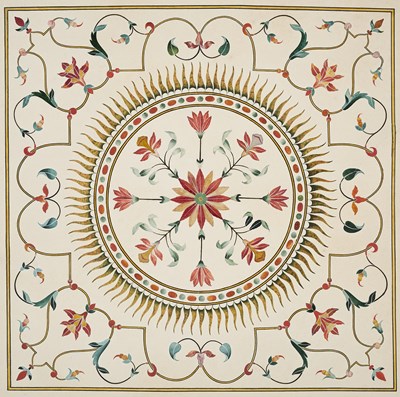 Lot 354 - A COMPANY SCHOOL PAINTING OF INLAY WORK IN THE TAJ MAHAL, AGRA, LATE 18TH CENTURY