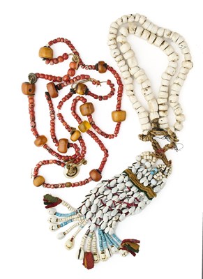 Lot 177 - TWO BEAD NECKLACES, TIBET OR LADAKH, 19TH CENTURY OR EARLIER