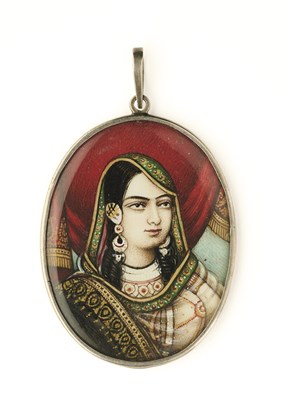 Lot 178 - A MINIATURE PORTRAIT OF MUMTAZ MAHAL, DELHI, CIRCA 1870-80