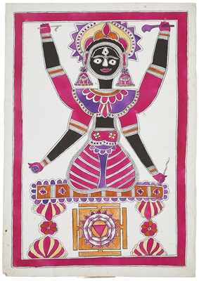 Lot 167 - FIVE MADHUBHANI PAINTINGS, BIHAR, NORTHERN INDIA, CIRCA 1970