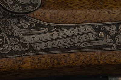 Lot 284 - AN AUSTRIAN 140 BORE BREECH-LOADING PUMP AIRGUN, J. SIEGEL, SALZBURG, CIRCA 1850
