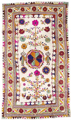 Lot 191 - TWO FLOSS SILK EMBROIDERED MATS (GAUDLI), GUJARAT, WESTERN INDIA, EARLY 20TH CENTURY