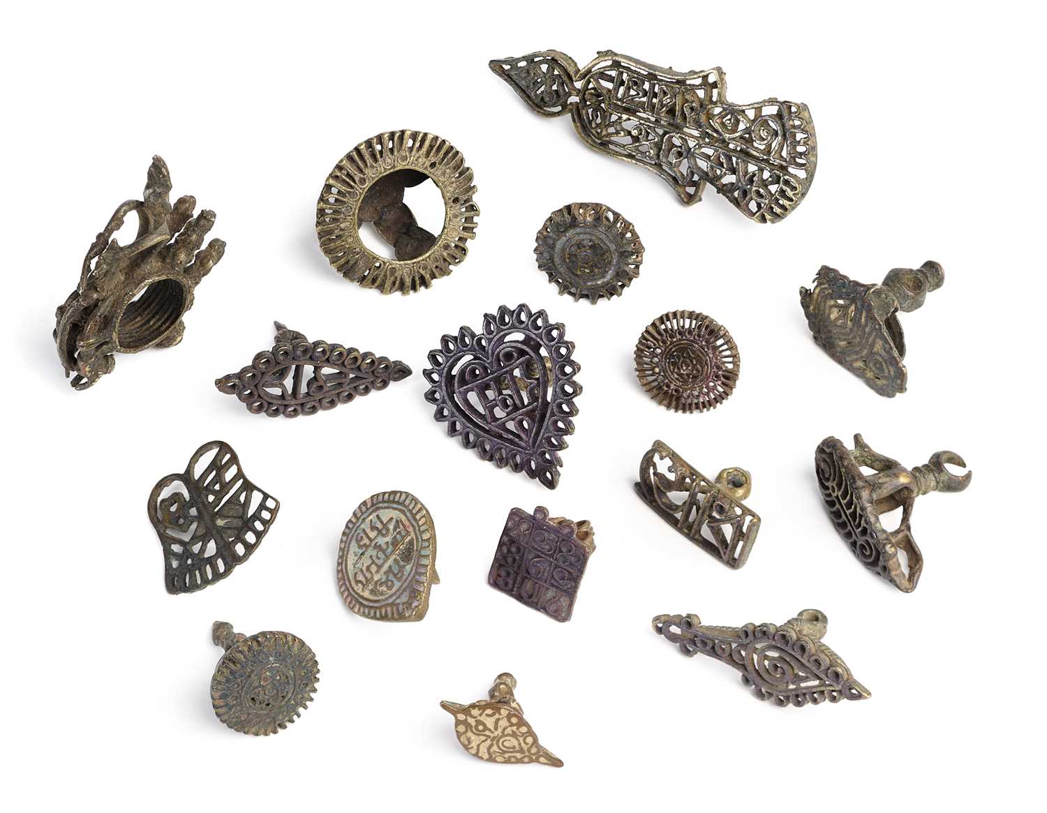 Lot 53 - A GROUP OF BRASS HENNA STAMPS, INDIA, 19TH/20TH CENTURY