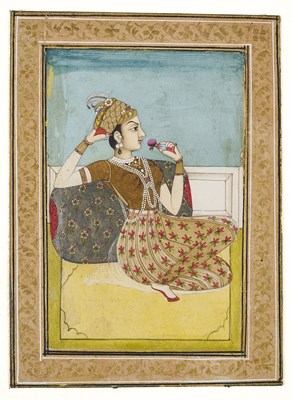 Lot 297 - PORTRAIT OF A SEATED LADY, MUGHAL OR DECCAN, 18TH CENTURY