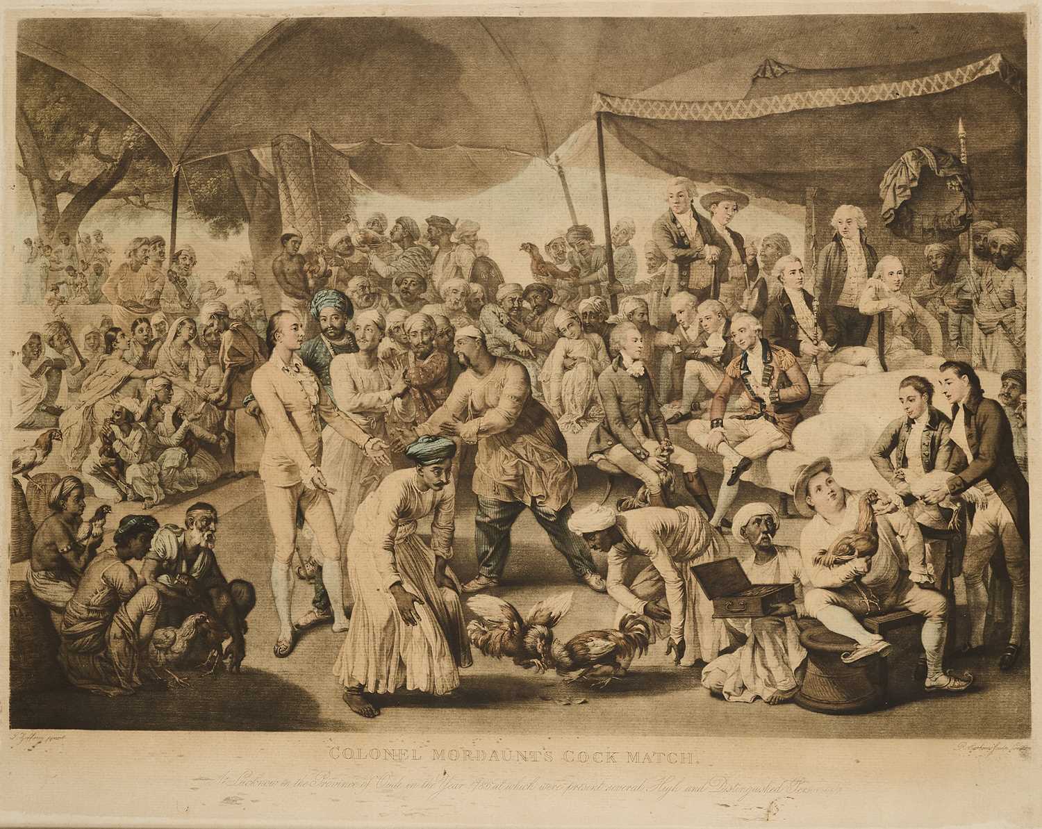 Lot 357 - AFTER JOHAN ZOFFANY, R.A. 'COLONEL MORDAUNT'S COCK MATCH'