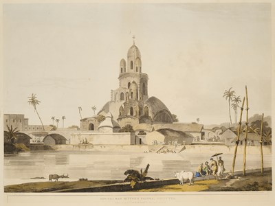 Lot 360 - THOMAS DANIELL (1749-1840), 'GOVINDA RAM MITTEE'S PAGODA, CALCUTTA'