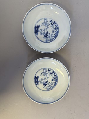 Lot 110 - A PAIR OF CHINESE BLUE AND WHITE 'BOYS' SAUCER DISHES, QING DYNASTY, 19TH CENTURY