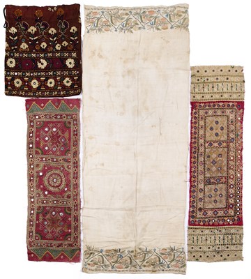 Lot 292 - THREE EMBROIDERED TEXTILES, GUJARAT, WESTERN INDIA, EARLY 20TH CENTURY