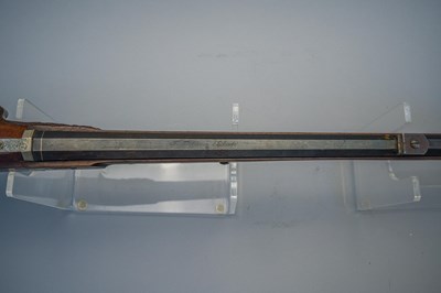 Lot 253 - A 130 BORE BAVARIAN BREECH-LOADING AIR GUN OF BELLOWS TYPE BY F. FACKLER IN AICHACH, MID-19TH CENTURY