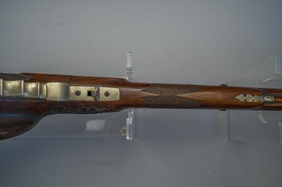 Lot 253 - A 130 BORE BAVARIAN BREECH-LOADING AIR GUN OF BELLOWS TYPE BY F. FACKLER IN AICHACH, MID-19TH CENTURY