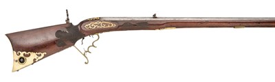 Lot 282 - A GERMAN 140 BORE AIRGUN OF BELLOWS TYPE, J. HORNAUER IN REGENSBURG, MID-19TH CENTURY