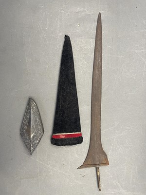 Lot 26 - A DETACHED BLADE FROM A MALAYSIAN DAGGER (KRIS), AN INDIAN SILVER CHAPE FROM A SCABBARD, A KATAR SCABBARD AND SEVEN ASIAN SWORD SCABBARDS, 19TH/EARLY 20TH CENTURIES