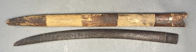 Lot 26 - A DETACHED BLADE FROM A MALAYSIAN DAGGER (KRIS), AN INDIAN SILVER CHAPE FROM A SCABBARD, A KATAR SCABBARD AND SEVEN ASIAN SWORD SCABBARDS, 19TH/EARLY 20TH CENTURIES