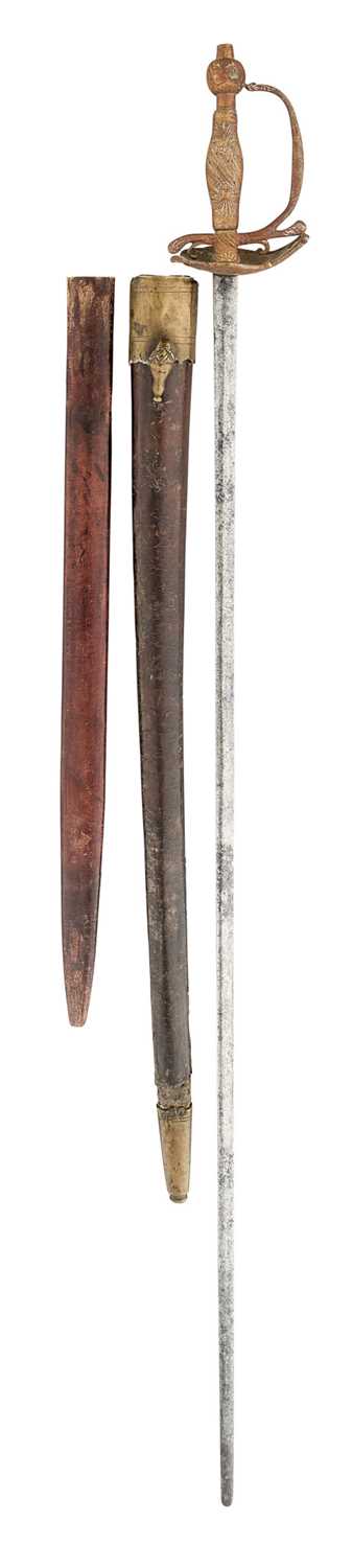 Lot 80 - A NORTH EUROPEAN SMALL SWORD AND TWO SCABBARDS