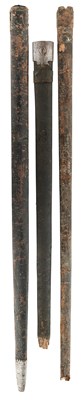 Lot 127 - THREE LEATHER-COVERED WOODEN SCABBARDS, LATE 17TH AND 18TH CENTURIES