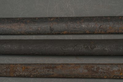 Lot 127 - THREE LEATHER-COVERED WOODEN SCABBARDS, LATE 17TH AND 18TH CENTURIES