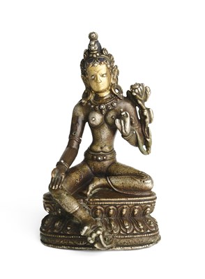 Lot 189 - A HIGH TIN BRONZE FIGURE OF TARA, TIBET, CIRCA 16TH CENTURY