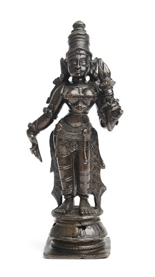 Lot 247 - A BRONZE FIGURE OF SRI DEVI, TAMIL NADU, SOUTH INDIA, 19TH CENTURY