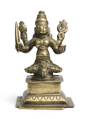 Lot 248 - A BRONZE FIGURE OF DURGA, DECCAN, CIRCA 18TH CENTURY