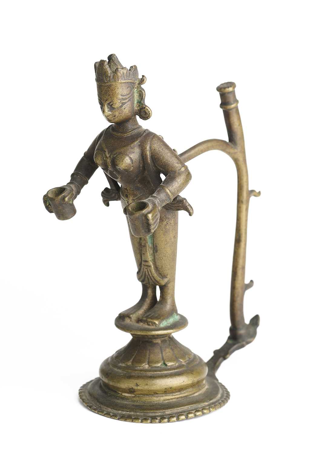 Lot 229 - A BRONZE LAMP HOLDER, ORISSA, CIRCA 18TH