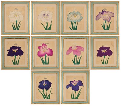 Lot 147 - A GROUP OF TEN JAPANESE HAND-COLOURED BOTANICAL WOODBLOCK PRINTS, CIRCA 1890