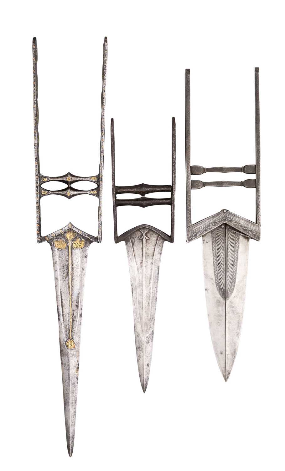 Lot 39 - THREE INDIAN DAGGERS (KATAR), 18TH/19TH CENTURIES