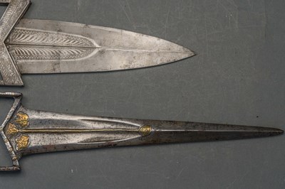 Lot 39 - THREE INDIAN DAGGERS (KATAR), 18TH/19TH CENTURIES