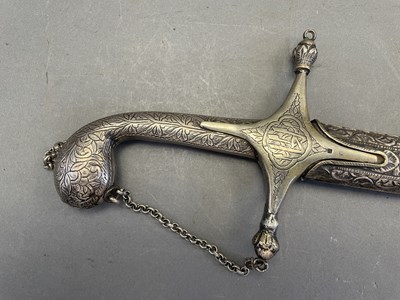 Lot 48 - AN ARAB SILVER-MOUNTED SWORD (SHAMSHIR) FOR A CHILD, 19TH CENTURY