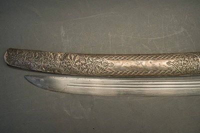 Lot 99 - AN ARAB SILVER-MOUNTED SHAMSHIR, 19TH CENTURY, PROBABLY SYRIA