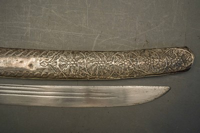 Lot 99 - AN ARAB SILVER-MOUNTED SHAMSHIR, 19TH CENTURY, PROBABLY SYRIA