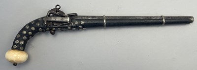 Lot 117 - A 28 BORE CAUCASIAN MIQUELET-LOCK HOLSTER PISTOL, EARLY 19TH CENTURY