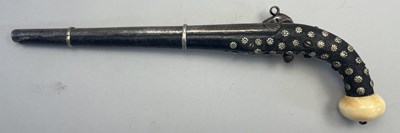Lot 117 - A 28 BORE CAUCASIAN MIQUELET-LOCK HOLSTER PISTOL, EARLY 19TH CENTURY