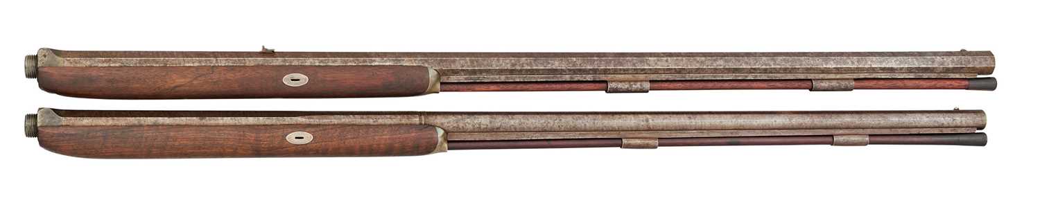 Lot 39 - A 34 BORE BARREL FOR AN AIR RIFLE AND A 38 BORE BARREL FOR AN AIRGUN BY STAUDENMAYER, LONDON, CIRCA 1800