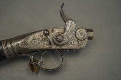 Lot 286 - A CASED 70 BORE BUTT RESERVOIR AIR RIFLE, JOHN BLISSET, 321 HIGH HOLBORN, LONDON, CIRCA 1840-50